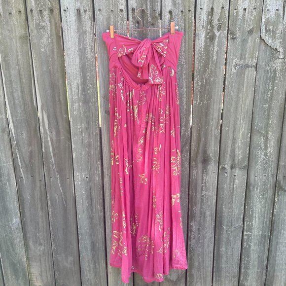 Free People Baja Babe Midi Dress in Hot Pink Sz M - Picture 6 of 13
